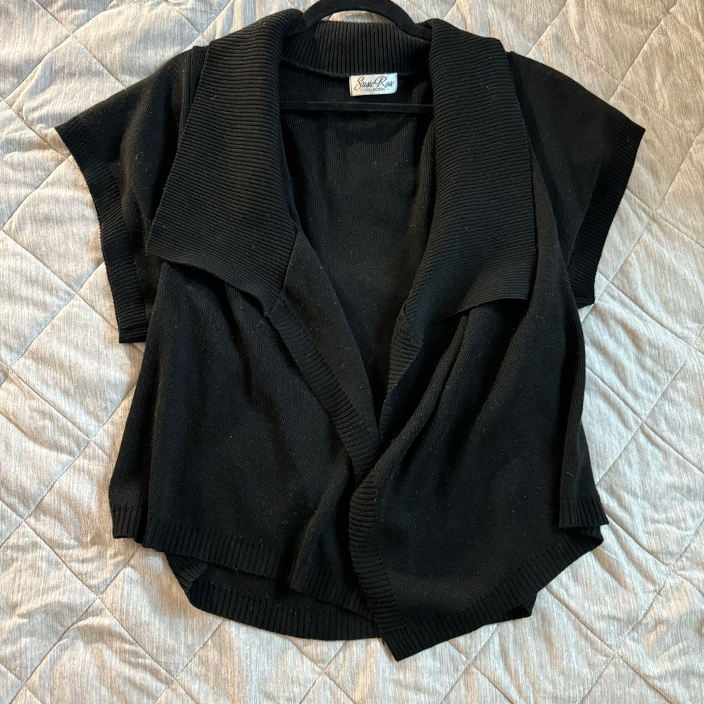 Black Open Front Cardigan Sweater